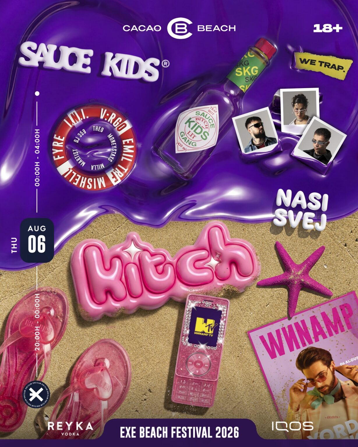 Мега колаборация на EXE Beach Festival 2026: WИNAMP, WE TRAP, KITCH и SAUCE KIDS GANG обединяват сили